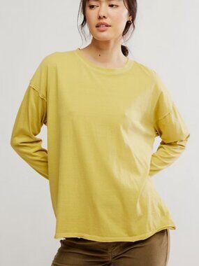 NWT Free People Nina Long Sleeve Tee in Acid Moss